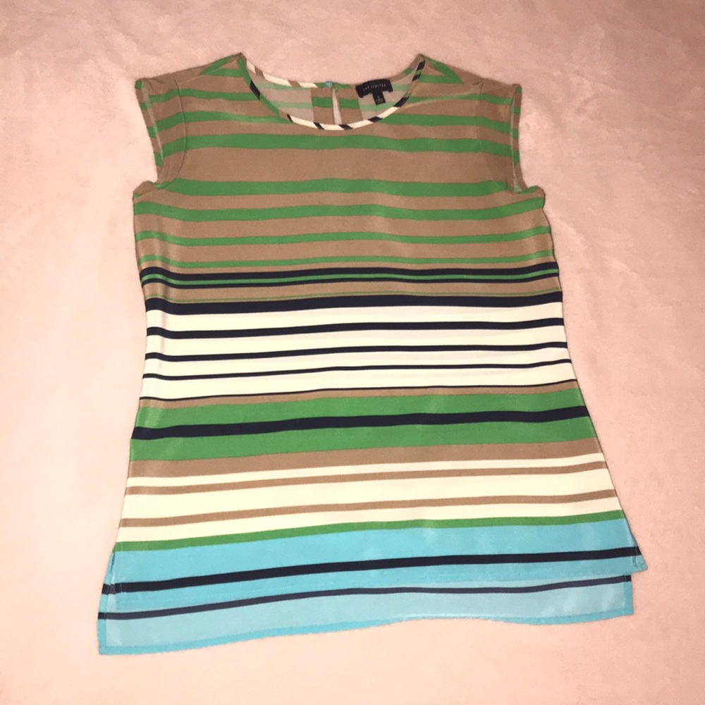 The Limited Cap Sleeve Striped Career Blou…